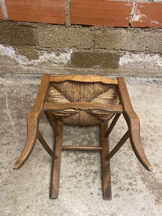 Image 1 of Chaise Provençale Ancienne Bois + Assise Paille Tressé Vintage #D393