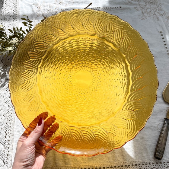 Plat rond en verre ambré ATLANTIC Arcoroc France 1950 – Vaisselle, Glass (photo 6 of 10)