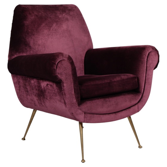 Cesare Lacca Mid Century Moderner italienischer Samt-Sessel für ISA Bergamo – Aluminium, Wood (photo 5 of 27)