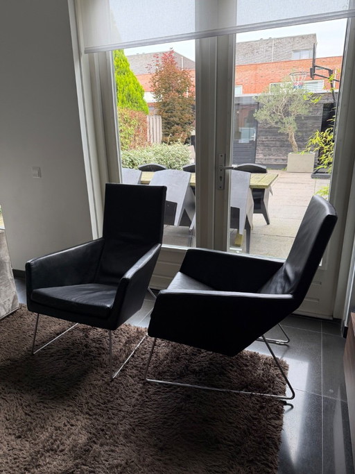 2 Leder Schwarze Sessel Von Label Don