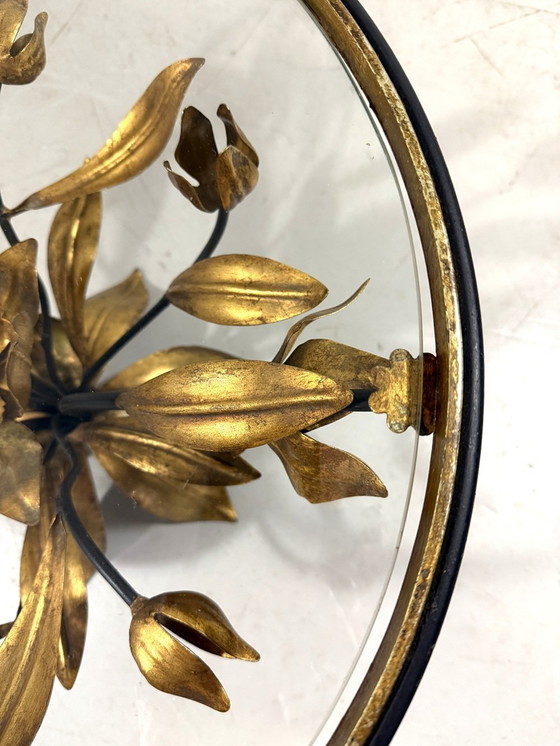 Image 1 of Tavolino da caffè/lato in metallo dorato e vetro di Hans Kögl