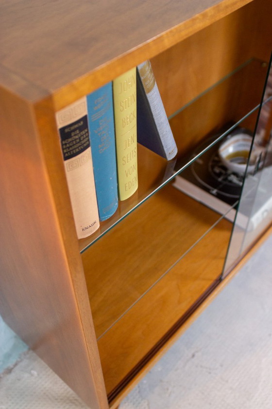 Image 1 of Vintage vitrinekast, boekenkast, ladekast, dressoir, teak, walnoot, jaren 60