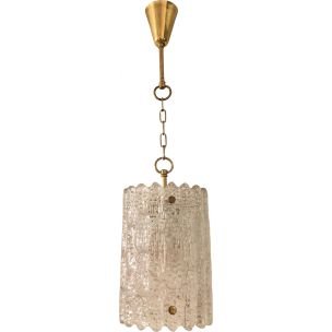 Lampada a sospensione vintage in cristallo e ottone di Carl Fagerlund per Orrefors, 1960
