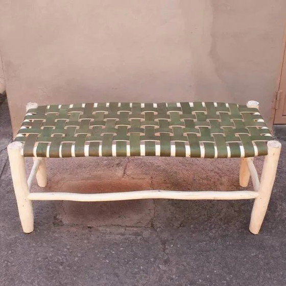 Tabouret et banc en cuir vert (photo 2 of 4)