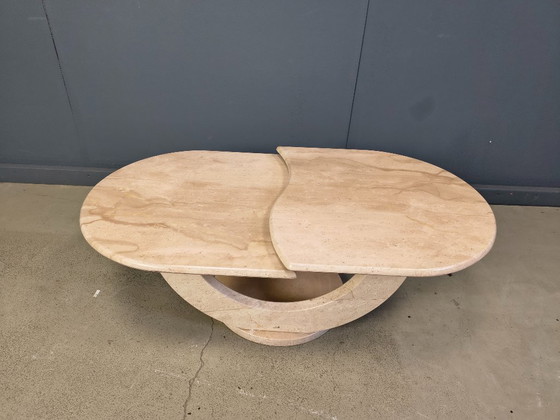 Image 1 of Vintage two tier travertine coffee table, 1970s