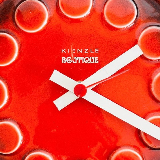 Image 1 of Vintage Kienzle Boutique keramische wandklok keramiek klok Fat lava Space age 1970's