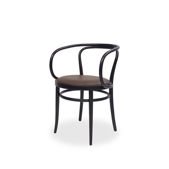 Image 1 of Silla Thonet 209 P con asiento de cuero marrón y madera curvada negra