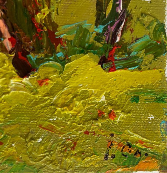 Image 1 of Original Oil Painting Evening Nature Landscape Juicy summer meadows
