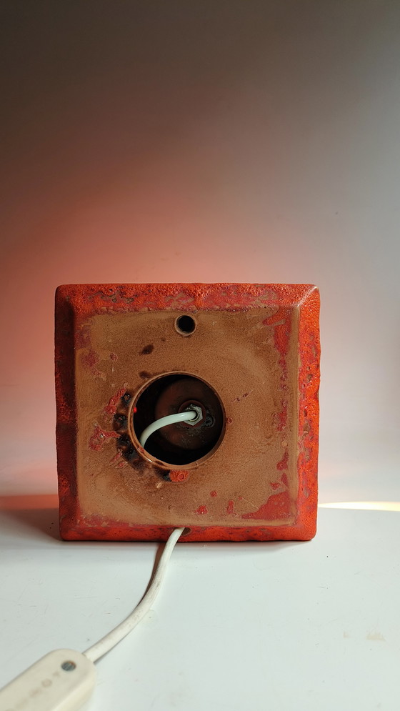 Image 1 of 2 brutalist fat lava wester-germany 1970s pottery orange wall lamps