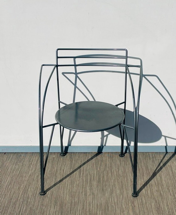 Image 1 of Pair of 'Lune d'Argent' chairs by Pascal Mourgue for Fermob. Vintage 80s