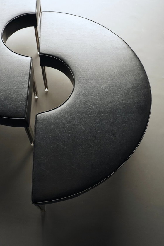 Mid-Century Round Modernist Benches. 1960s. Set of 2 – Metal, Plastic (photo 17 of 23)