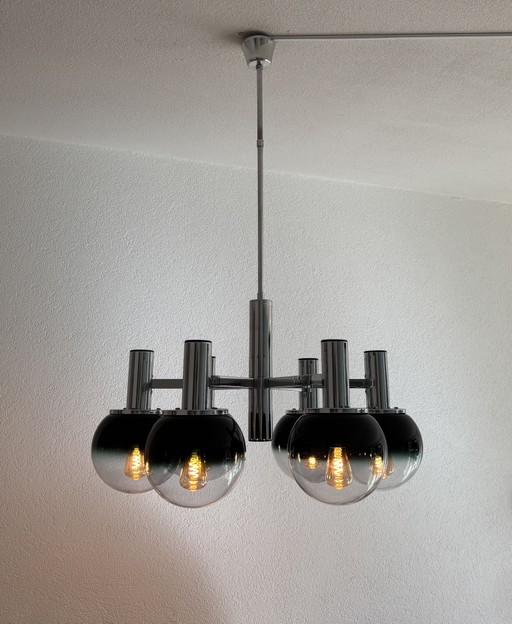 Vintage Targetti Sankey ceiling lamp – plafondlampen, Glass, Metal