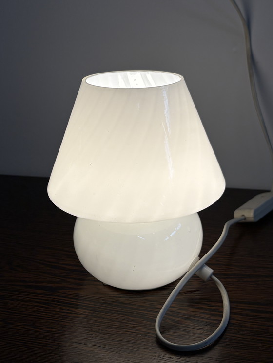 Image 1 of 60s/70s white swirl mushroom lamp