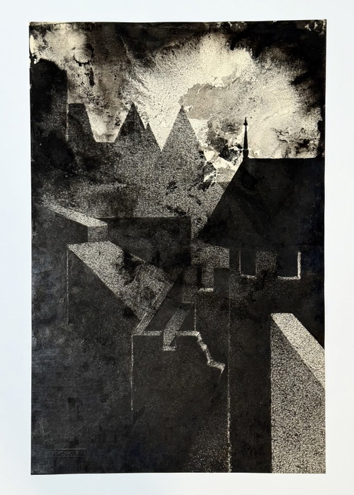 Città vecchia (Inchiostro) - Eugène Eechaut (1928-2019)