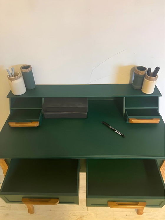 Image 1 of “EMERAUDE” – Elegant upcycled desk / dressing table in forest green