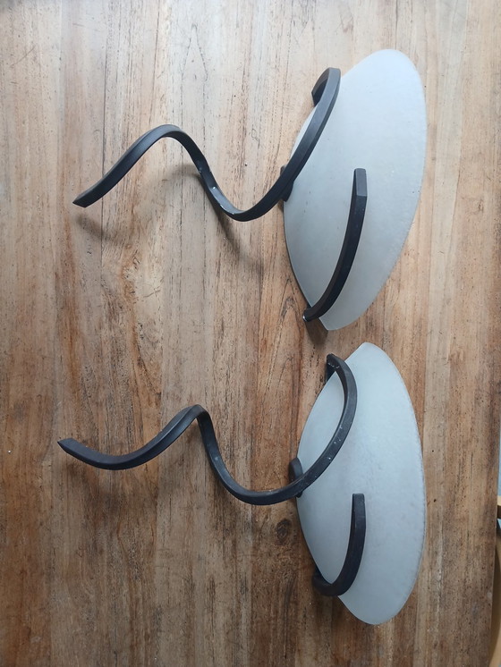 Image 1 of Enorme coppia di lampade da parete in ferro battuto in stile Art Déco