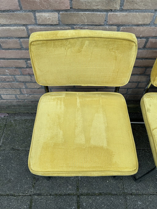 4 sedie in tessuto a coste con struttura tubolare cromata