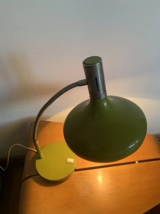 Lampe de bureau vintage Space Age, Années 70, Métal, Vert, Mid Century Modern (photo 4 sur 10)