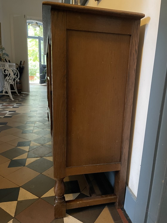 Pander & Zonen Vintage Sideboard / Dresser with Rattan Doors – Approx. 1940s – Pander en Zonen, Wood (photo 9 of 10)