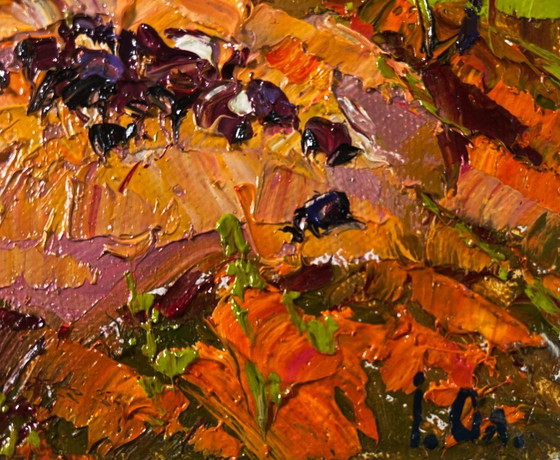 Image 1 of Original Oil Painting Summer Field Landscape Sunny day when nature shines in beauty