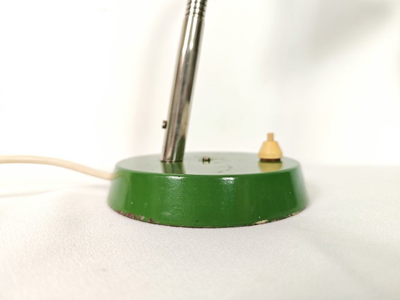 Image 1 of Green Gooseneck Desk Lamp: Vintage Industrial Lighting, Yugoslavia