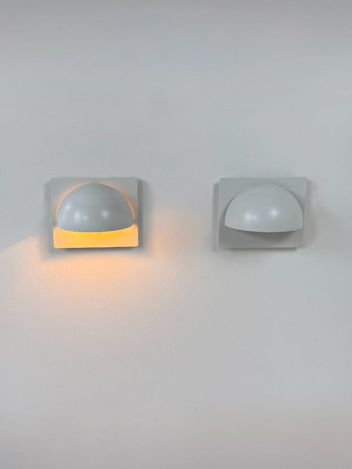 Paar Vintage-Wandleuchten von Louis Poulsen, mattweiß lackiertes Metall, Schweden, 1980