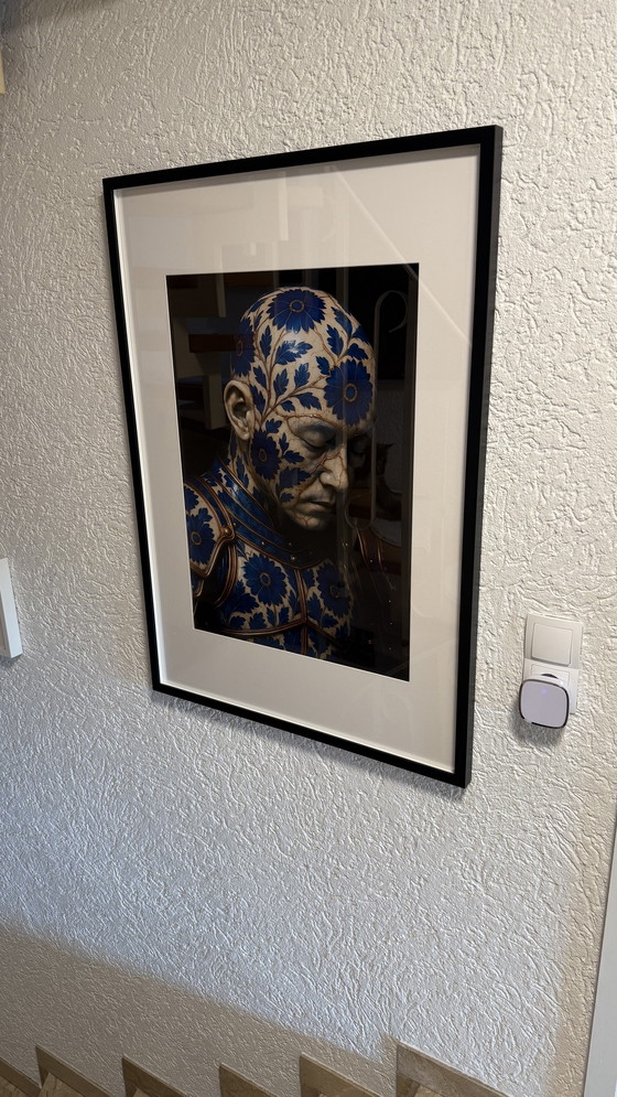 Image 1 of Kintsugi Porzellan Samurai Blue Flower von Rattan Hunt 