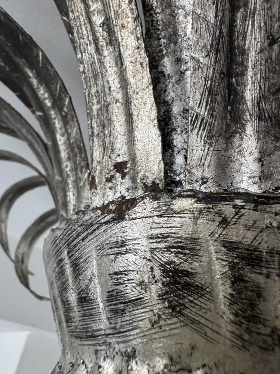 Image 1 of Sunburst wall sconce in silver wrought iron, 1960s