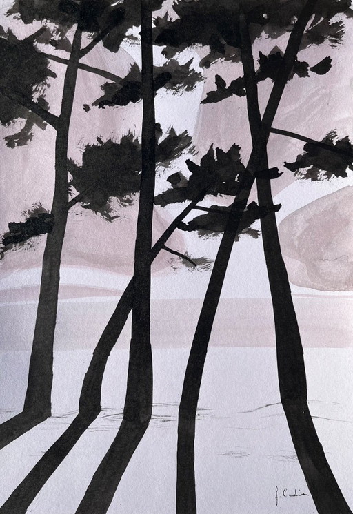 Encre de Chine sur papier blanc Format 30x21cm. 