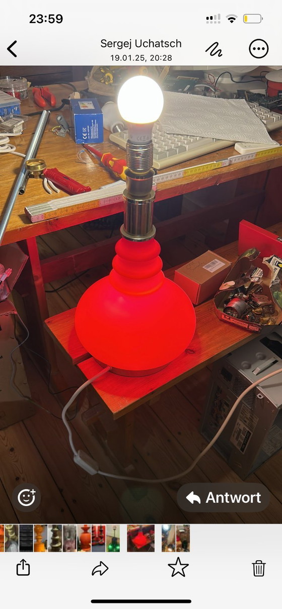 Image 1 of Doria Lighting - Opal glass lamp with internal lighting and modern shade