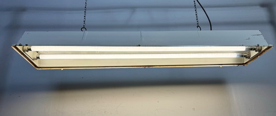 Image 1 of Tube lumineux suspendu industriel beige de la marque Famor, années 1970