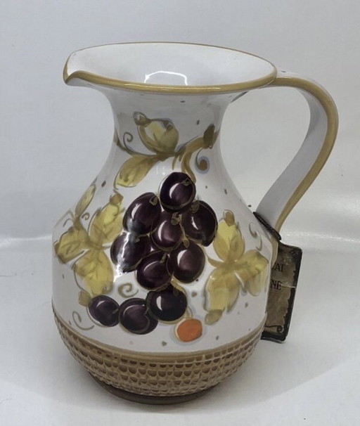 Pitcher vase by Fratelli Fanciullaci with grape decoration