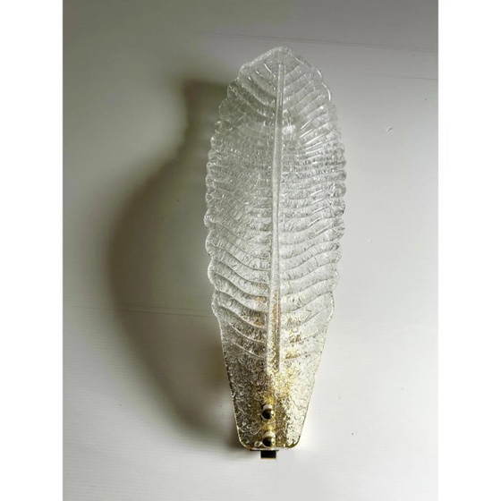 Image 1 of Romantisches venezianisches weißes Graniglia-Blatt-Wandleuchten-Set aus Muranoglas