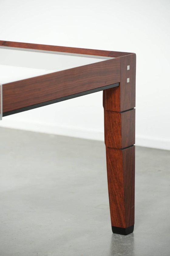 Image 1 of Vierkante Art Deco design salontafel van Schuitema uit de Decoforma serie met een glazen blad