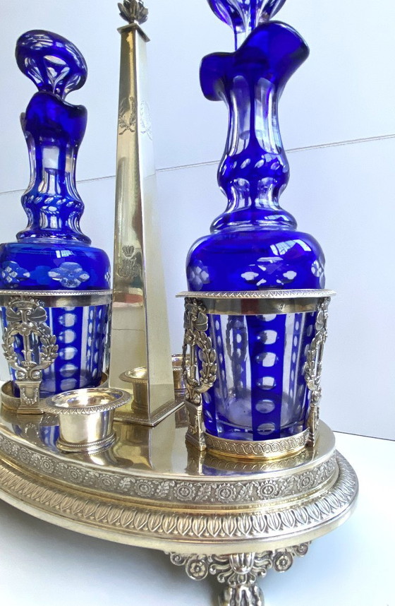 Image 1 of Porte Condiments Argent Massif Ciselé 900 Directoire 1800 Orfèvre AT Paris