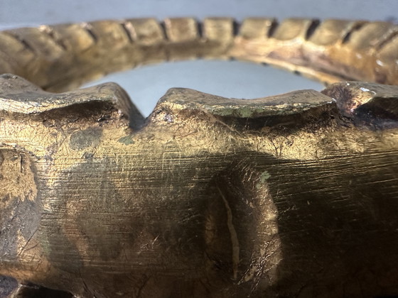 Image 1 of Vintage convex sunburst mirror - wood