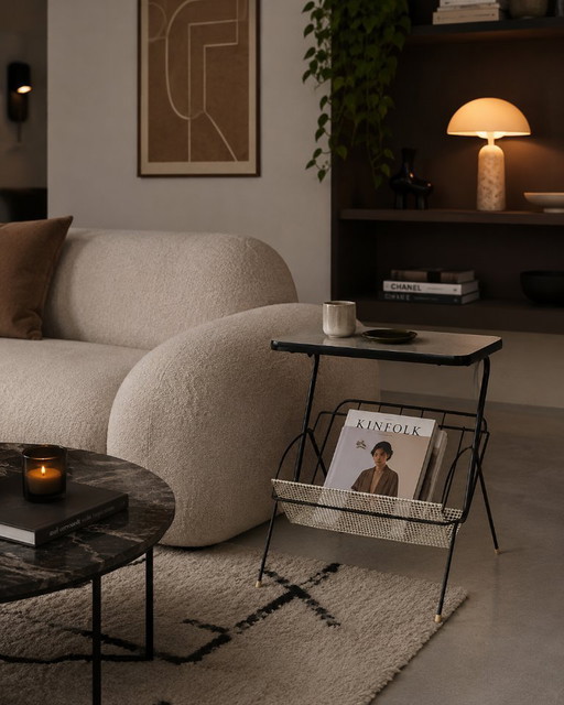 Table de lecture/table d'appoint vintage avec porte-journaux – Design milieu du siècle