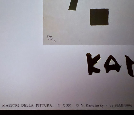 Image 1 of Wassily Kandinsky: “Deux Taches Noires, 1923”. Gesigneerd In De Plaat. Geautoriseerde Kleuren Offsetlithografie. 