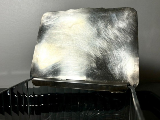 Image 1 of Baccarat crystal box silver lid