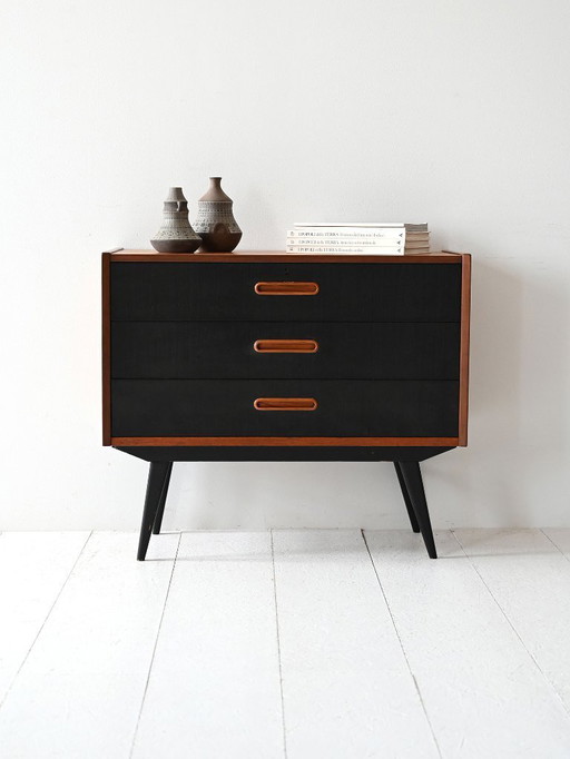 1960s Scandinavian chest in black and teak