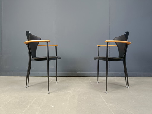 Fauteuils en cuir vintage par Arrben Italy, 1980 - Lot de 6
