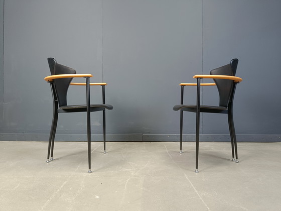 Image 1 of Vintage leren fauteuils van Arrben Italië, jaren 1980 - Set van 6