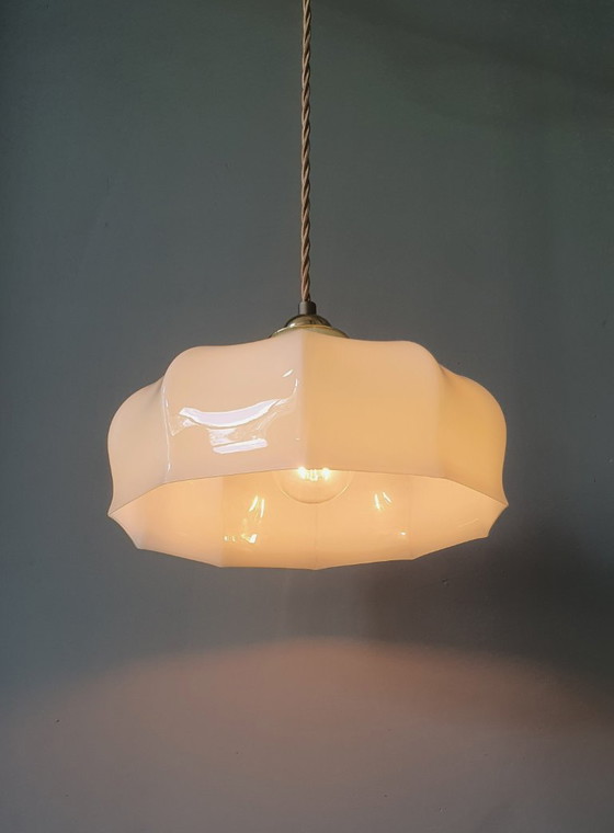 Vintage Franse Hanglamp - Pastel Groen Opaline Glas – Hanglampen (photo 12 of 16)