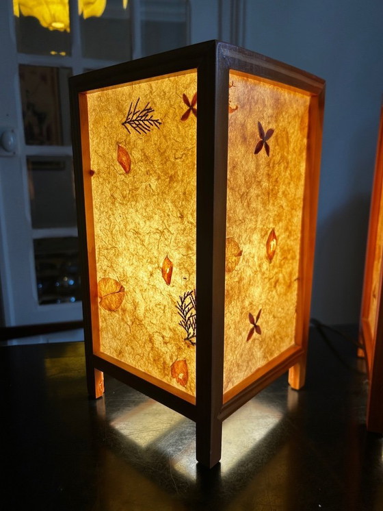 Image 1 of Coppia di lampade a fiori secchi, anni '70