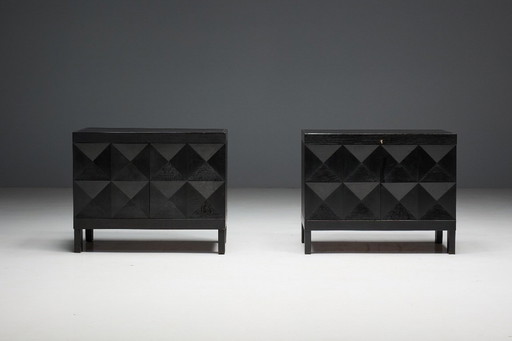 Mobile brutalista De Coene in rovere tinto, Belgio, anni '70