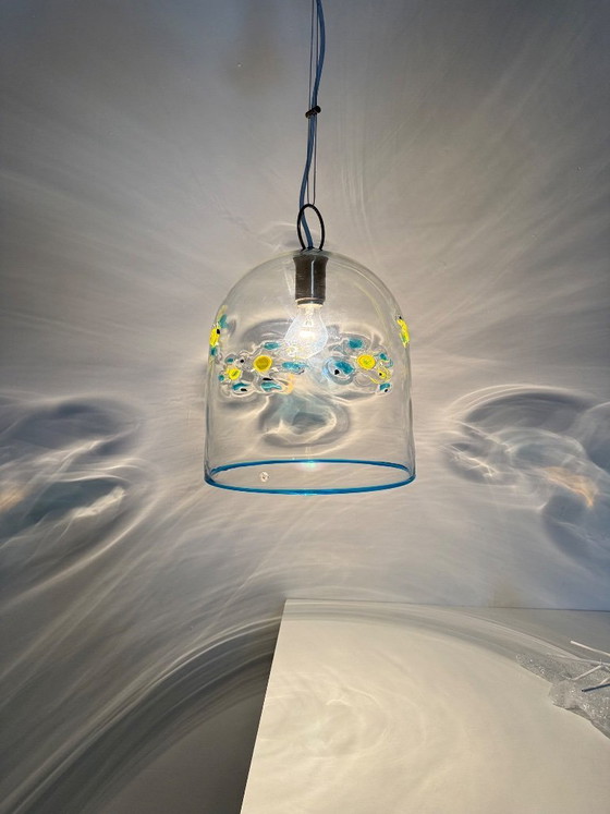 Image 1 of Mid-century design La Murrina glass hanging lamp flowers , 1970s , Italy