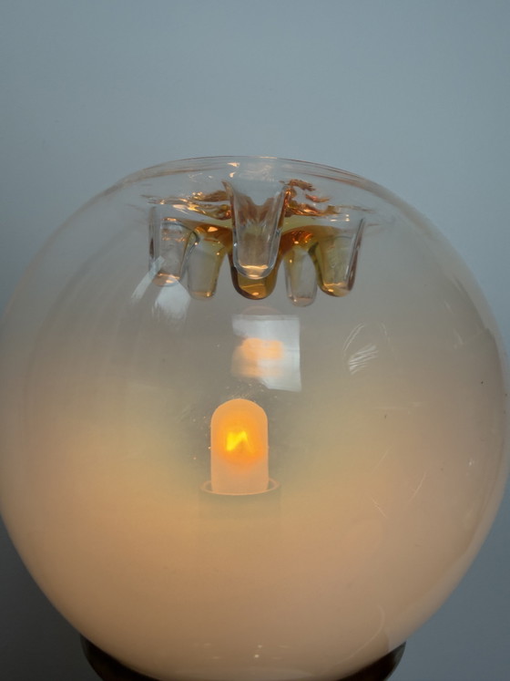 Vintage Mazzega Murano Glass Table Lamp 1970s Space Age / Mid-Century Modern, Iron, Gold (photo 14 of 15)