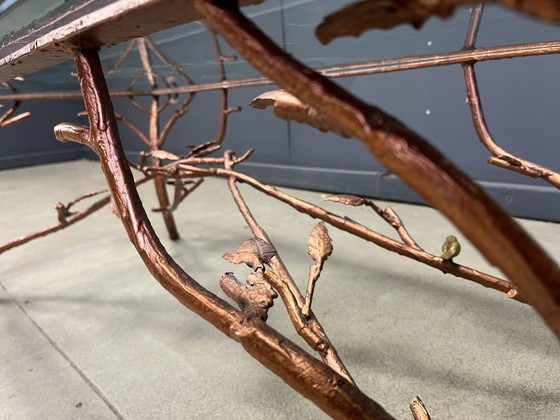 Image 1 of Vintage handgemaakte cocktailtafel van smeedijzer met boomtakkenmotief, jaren 70