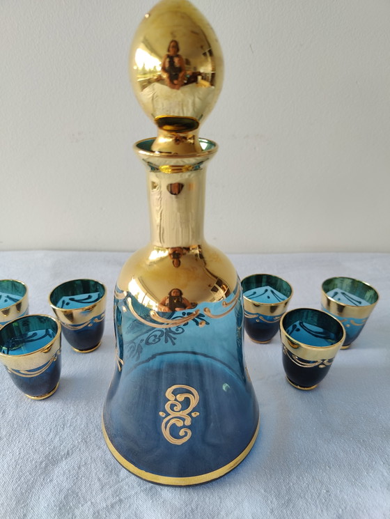Decantador Hecho a Mano con Vaso de Chupito – Vasos y jarras, Glass, Gold (photo 5 of 6)