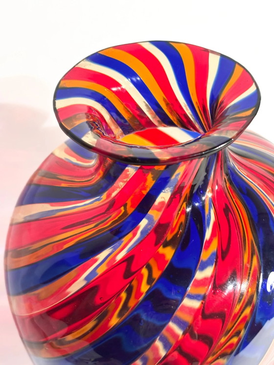 1970s Multicolored Cane Murano Glass Vase (photo 11 of 13)